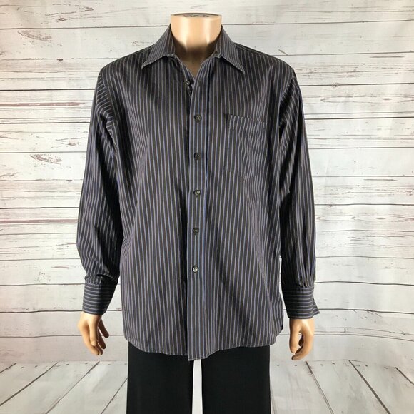 MICHAEL KORS Men's Cotton Striped Button-down Shirt Size XL - Picture 8 of 10